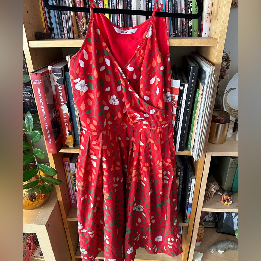 Eshakti Red Floral Spaghetti Strap Dress